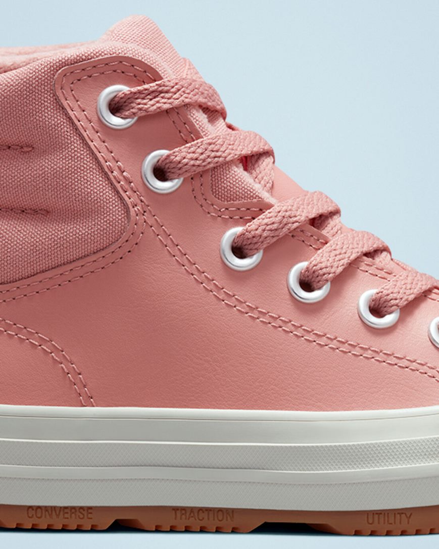 Boys' Converse Leather Chuck Taylor All Star Berkshire Boot Color High Top Shoes Pink | AU C0618N